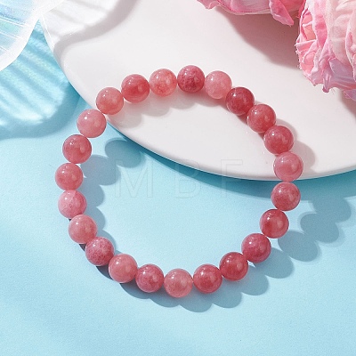 Natural Quartz Imitation Strawberry Quartz Beaded Stretch Bracelets for Women BJEW-JB13141-1