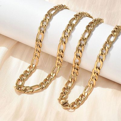 304 Stainless Steel Figaro Chain Necklaces NJEW-S442-02G-1