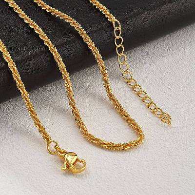 Brass Sterling Silver Chains Necklaces for Women NJEW-D302-25G-1