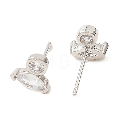 Platinum Brass Horse Eye Stud Earrings EJEW-L270-19P-02-1