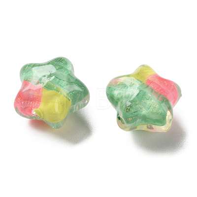 Gradient Color Transparent Hand-drawed Acrylic Beads TACR-P012-01B-09-1