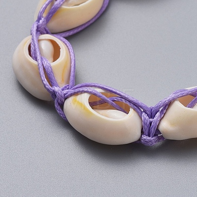 Natural Cowrie Shell Braided Beads Bracelets BJEW-JB05057-03-1