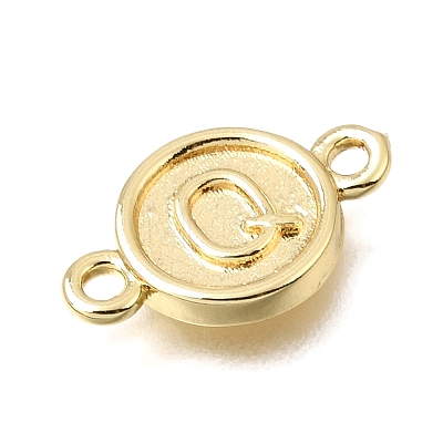 Brass Disc with Initial Links Connector Charms KK-E802-36G-Q-1