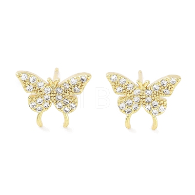 Brass Micro Pave Clear Cubic Zirconia Studs Earring for Women EJEW-S217-C06-1