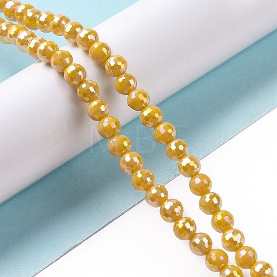 Electroplate Opaque Solid Color Glass Beads Strands GLAA-E036-11C-1