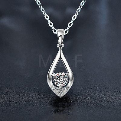 Teardrop 925 Sterling Silver Crystal Moissanite Pendant Necklaces for Women FS-WGA8F32-01-1