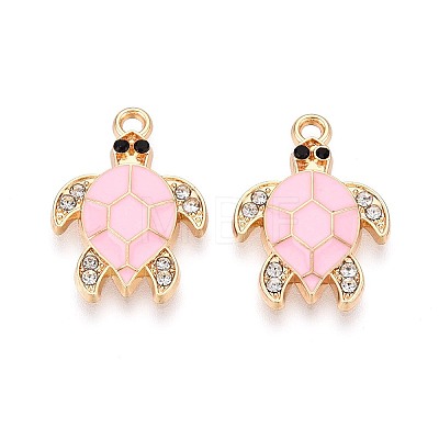 Alloy Rhinestone and Enamel Pendants PALLOY-T092-40G-02-1