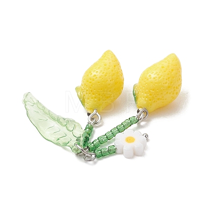 Handmade Lampwork & Glass Seed Bead & Resin Big Pendants PALLOY-MZ01306-01-1