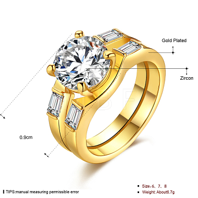 Trendy Brass Cubic Zirconia Wide Band Rings RJEW-BB20675-G-6-1
