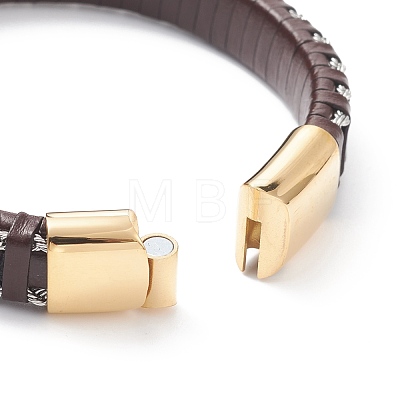 Leather Braided Cord Bracelets BJEW-E345-15C-G-1