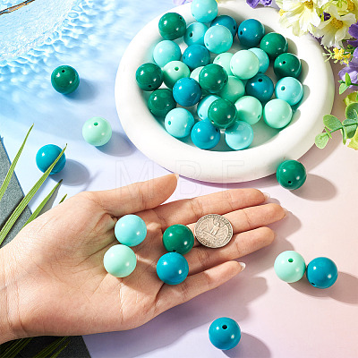 40Pcs 4 Colors Opaque Acrylic Beads MACR-TA0002-97A-1
