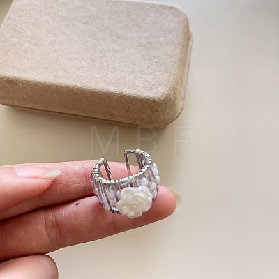 Alloy & Plastic Pearl Cuff Open Rings for Women WGF0041-01-1