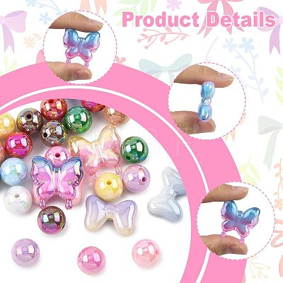 Round & Butterfly & Bowknot Acrylic & Brass Rhinestone Spacer Beads Findings Kits MACR-FS0002-46-1