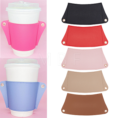 WADORN 5Pcs 5 Colors PU Leather Heat Resistant Reusable Cup Sleeve AJEW-WR0001-58A-1