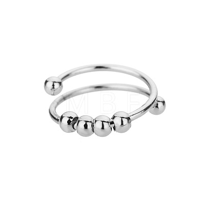 201 Stainless Steel Round Beaded Spinner Rings WG5F549-01-1