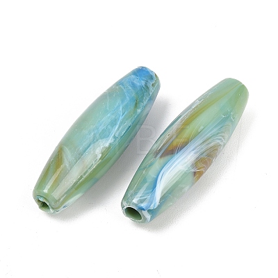 Two Tone Opaque Acrylic Imitation Gemstone Beads OACR-T033-09B-1