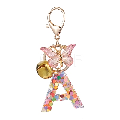 Letter A Resin & Butterfly Acrylic Pendant Keychain KEYC--JKC00932-1