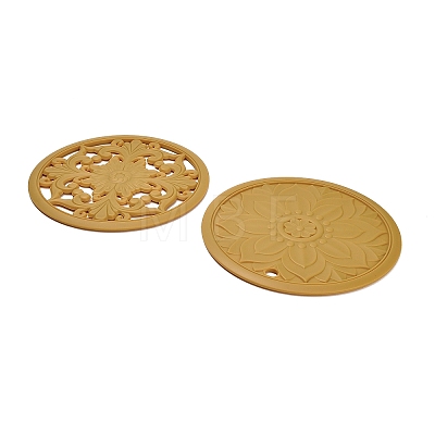 Floral Silicone Heat Insulation Coasters AJEW-K055-01B-1