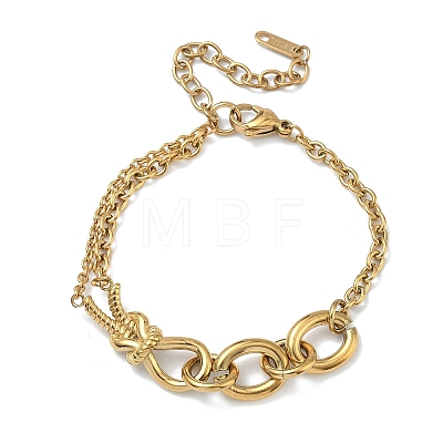 304 Stainless Steel Oval Link Bracelets BJEW-F533-02C-G-1