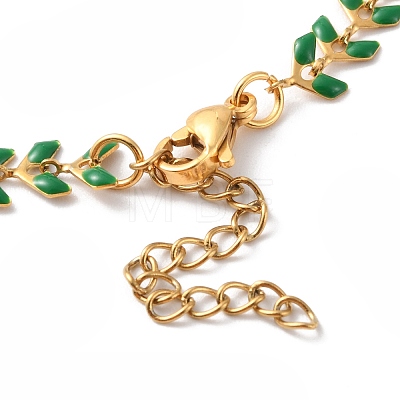 Enamel Ear of Wheat Link Chains Bracelet BJEW-P271-02G-07-1