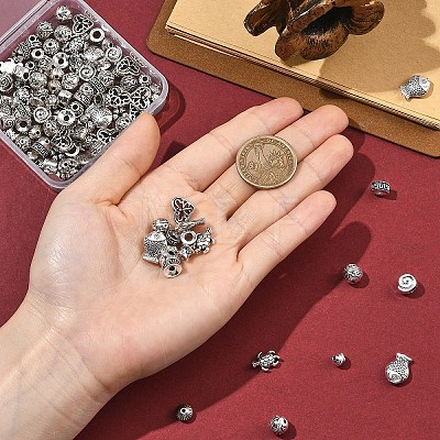150Pcs 15 Styles Tibetan Style Alloy Beads FIND-YW0012-81-1