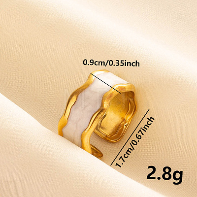 Fashionable 304 Stainless Steel Enamel Cuff Ring PQ9048-2-1