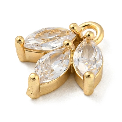Brass with Clear Cubic Zirconia Charms KK-G478-02E-KCG-1