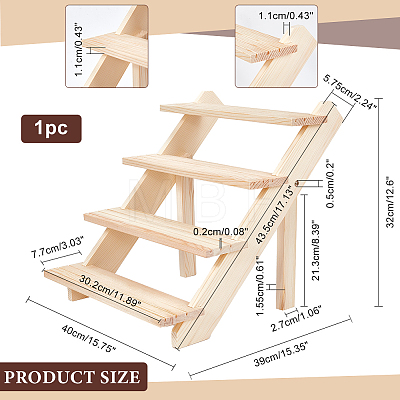 DIY 4 Tier Pine Wooden Display Risers ODIS-WH0025-109-1