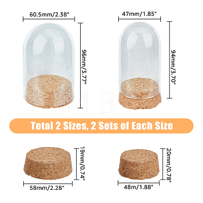 4 Sets 2 Style Glass Dome Cover AJEW-HY0001-03-1