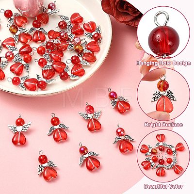 90Ppcs 3 Styles Valentine's Day Glass Pendants PALLOY-CJ00117-1