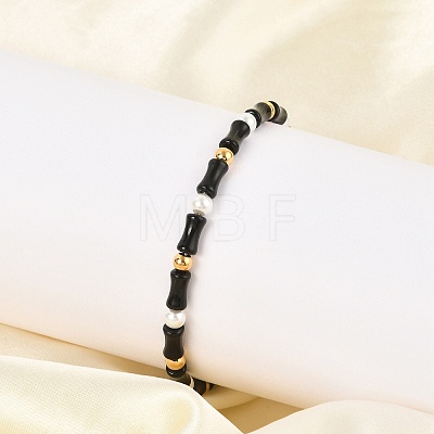 304 Stainless Steel Beaded Bracelets for Women BJEW-M056-08G-04-1