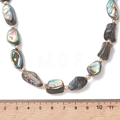 Natural Abalone Shell/Paua Shell Nuggets Beaded Necklaces NJEW-JN05972-1