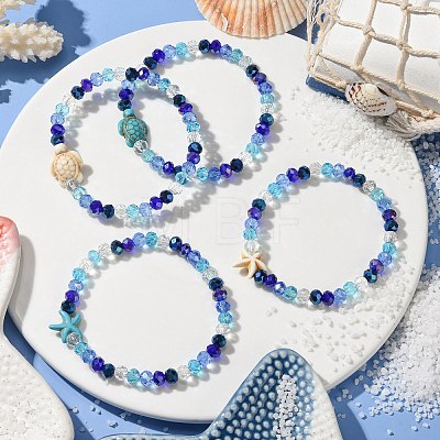 Electroplated Glass Beaded Stretch Bracelets BJEW-JB10900-1