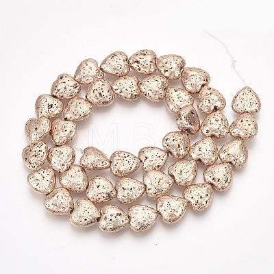 Electroplated Natural Lava Rock Beads Strands G-T126-10RG-1