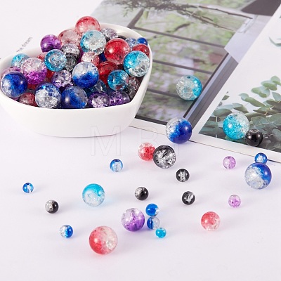 150Pcs 5 Styles Baking Painted Crackle Glass Bead Strands CCG-SZ0001-07-1