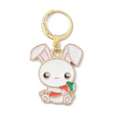 Easter Rabbit Alloy Enamel Pendant Decoration HJEW-JM01310-01-1