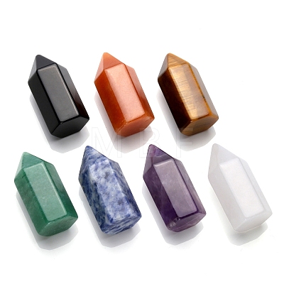 Point Tower Natural Gemstone Hexagonal Prism Chakra Healing Stone Wands PW-WG40392-01-1