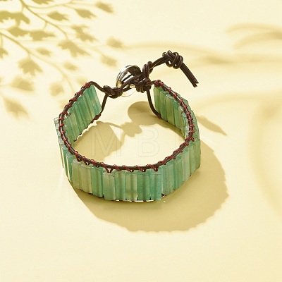 Natural Green Aventurine Rectangle Beaded Bracelet BJEW-JB08198-03-1