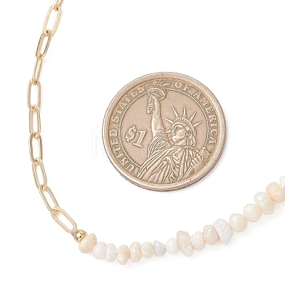 Brass Paperclip Chain with Natural Cultured Freshwater PearPotato Beaded Necklaces NJEW-JN05945-1