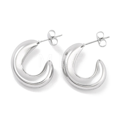 Tarnish Resistant 304 Stainless Steel Half Hoop Stud Earrings for Women EJEW-C096-14P-1