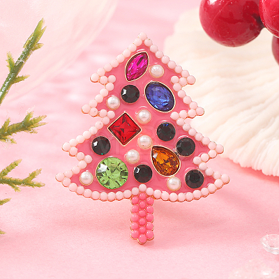 Unique Christmas Tree Alloy Rhinestone Cuff Rings HF0793-1-1