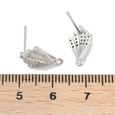 Brass Micro Pave Cubic Zirconia Stud Earring Findings KK-Z094-13P-1