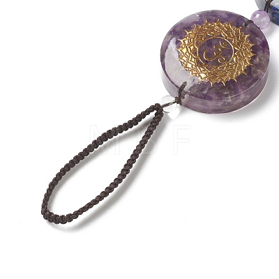 Natural Gemstone Chakra Hanging Pendant Decorations HJEW-P006-A01-1
