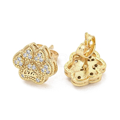 Brass Micro Pave Cubic Zirconia Stud Earrings EJEW-P261-41G-1