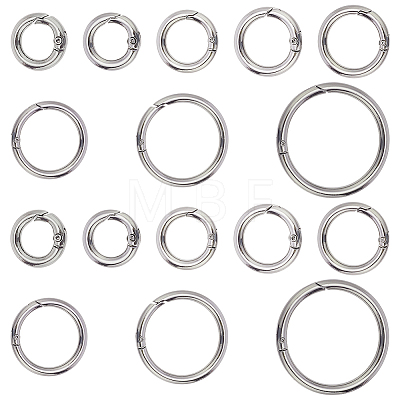   16Pcs 8 Styles Alloy Spring Gate Rings FIND-PH0007-80P-1