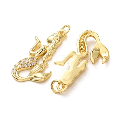 Brass Micro Pave Clear Cubic Zirconia Pendants CU-E003-18G-29-1