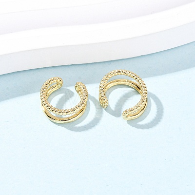 Two-layer C-Shaped Brass Cuff Earrings EJEW-G445-01G-1