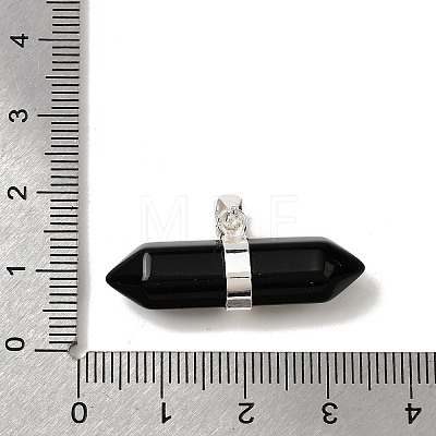 Natural Obsidian Double Terminal Pointed Pendants G-NH0001-15P-06-1