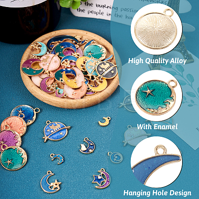  50Pcs 25 Styles Alloy Enamel Pendants ENAM-TA0001-52-1