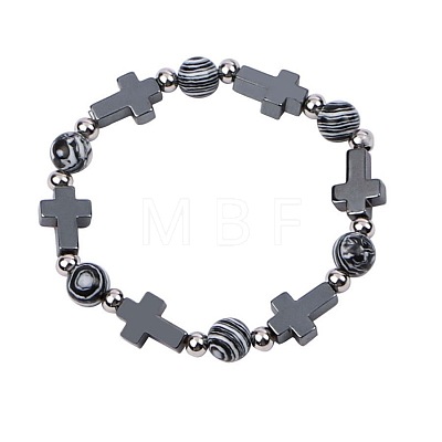 Synthetic Non-magnetic Hematite & Natural Gemstone Beads Stretch Bracelets for Women Men TK7593-1
